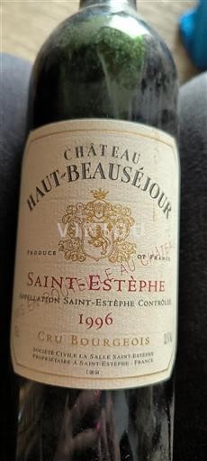Bordeaux Saint-Estèphe Cru Bourgeois Château Hautbeauséjour 1996