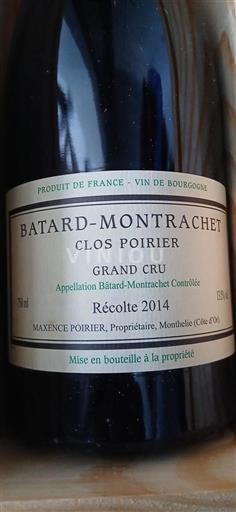 Borgonha Bâtard Montrachet Grand Cru Clos Poirier 2014