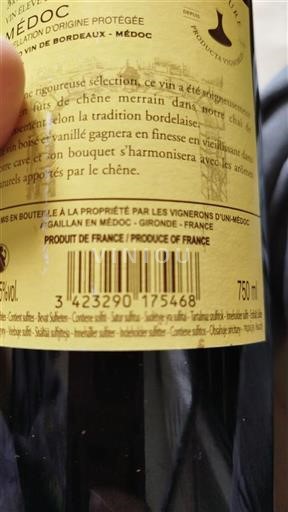 Bordeaux Médoc Vignerons Unimédoc 2018