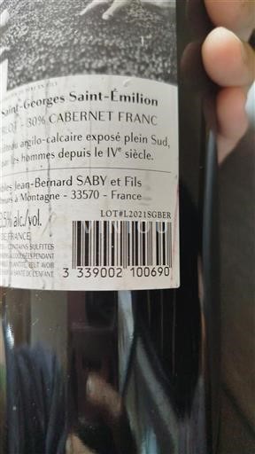 Bordéus Saint-Georges-Saint-Émilion Jean-bernard Saby Et Fils 2021