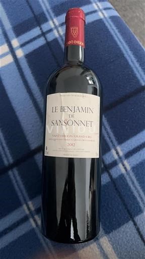 Vin Rouge sec Le Benjamin de Sansonnet Château Sansonnet 2012 France Bordeaux Saint-Émilion AOC Grand Cru