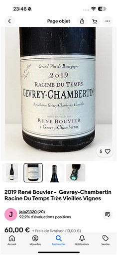 Burgundija Gevrey-chambertin Grand Cru René Bouvier Racine du Temps Tr%c3%a8s Vieilles Vignes 2019