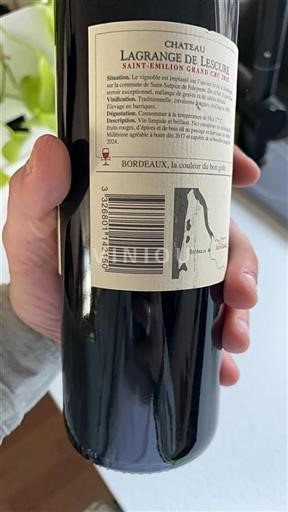 Burdeos Saint-Émilion Grand Cru Château Lagrange de Lescure 2015