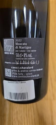 Vallese Non specificato Cave du Chavalard Moscato di Martigny 2022