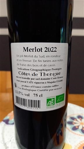 Languedoc och Roussillon Côtes de Thongue Coste Rousse Merlot 2022