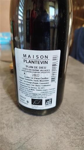 Rhône-dalen Côtes-du-Rhône-Villages Maison Plantevin Le Vieux Couillon 2022