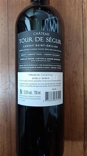 Burdeos Lussac-Saint-Émilion Château Tour de Ségur 2018