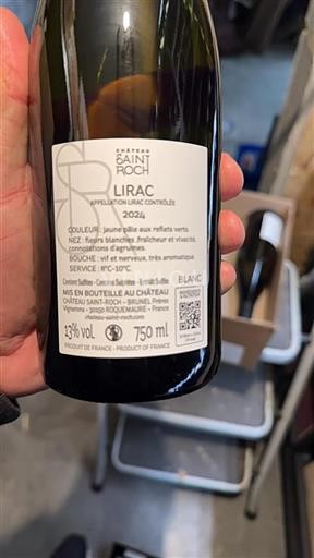 Vin Blanc sec Château Saint Roch 2024 France Vallée du Rhône Lirac