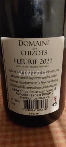 Beaujolais Fleurie Domaine Des Chizots 2021