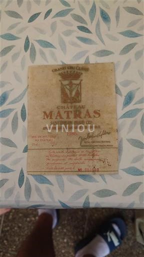 Vin Rouge sec Matras 1986 France Bordeaux Saint-Émilion Grand Cru