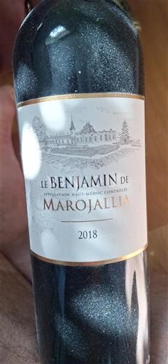 Burdeos Haut-Médoc Marojallia Le Benjamin 2018