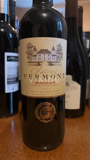 Vin Rouge sec Château Vermont 2021 France Bordeaux AOC