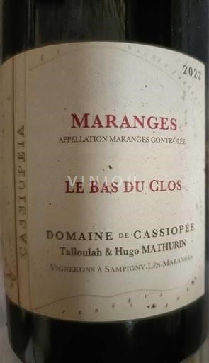 Borgonha Maranges Domaine Cassiopée Le Bas du Clos 2022