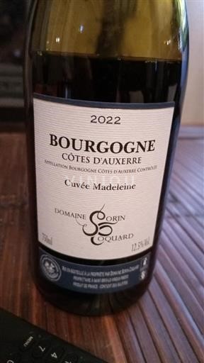 Borgoña Borgoña Costas de Auxerre Domaine Sorin Coquard Madeleine 2022