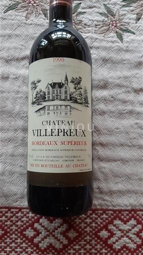 Bordeaux Bordeaux Supérieur Château Villepreux 1990
