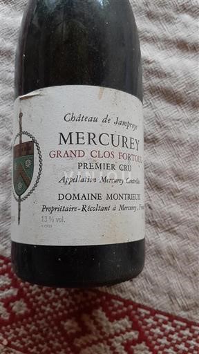 Vin Rouge sec Grand Clos Fortoul Domaine Montrieux 1992 France Bourgogne Mercurey Premier Cru