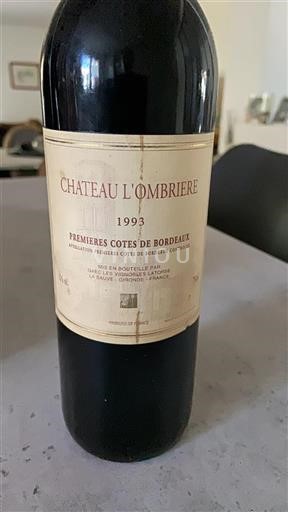 Bordéus Primeiras Côtes de Bordéus Château L'Ombrìere 1993
