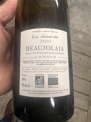 Beaujolais Marc delienne Arpaye La Jacarde 2020