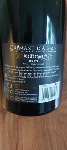 Vin Effervescent Blanc brut Wolfberger Non millésimé France Alsace Crémant-d'alsace