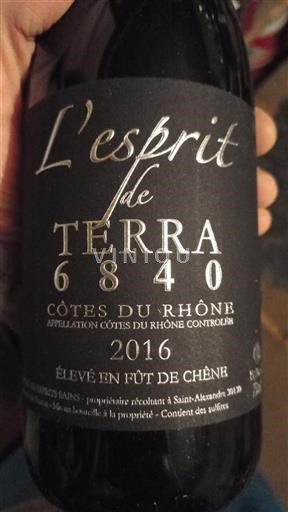 Rhône Valley Côtes du Rhône Terra 6840 L'esprit de 2016
