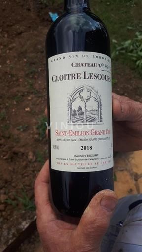 Bordeaux Saint-Émilion Grand Cru Grand Cru Château Cloître Lescours 2018