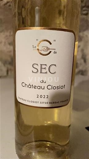 Bordeaux Barsac Château Closiot 2022