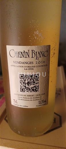 Vin Blanc sec Jacques Humbert, Duillier 2018 Suisse Vaud La Côte AOC