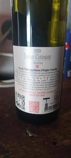 Vaud Côtes de l'Orbe AOC Cave des 13 Coteaux Treize Coteaux 2023
