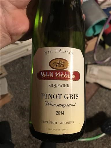Alsace Pinot gris Grand Cru Jean Ziegler Weissengrund 2014