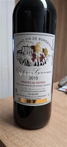 Bordeaux Graves-de-vayres Château Ségransan Vin Boisé 2015