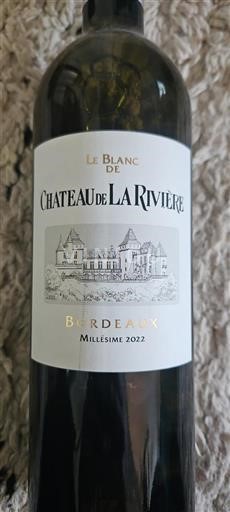 Bordeaux Château La Rivière Le Blanc de Château de La Rivière 2022