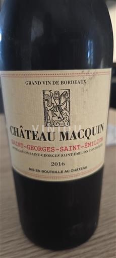 Bordeaux Saint-Georges-Saint-Émilion Château Macquin 2016
