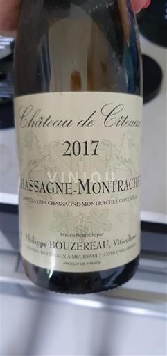 Vin Blanc sec Château Cîteaux 2017 France Bourgogne Chassagne-montrachet