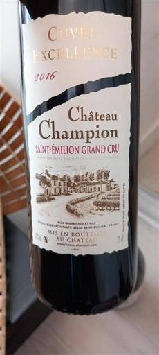 Bordeaux Saint-Émilion Grand Cru Château Champion Excellence 2016