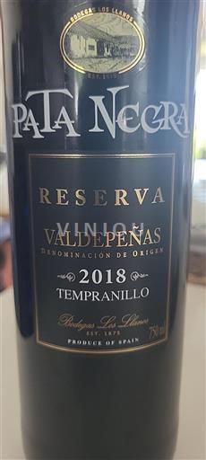 Castela-La Mancha Valdepeñas Bodegas Los Llanos Pata Negra Reserva 2018