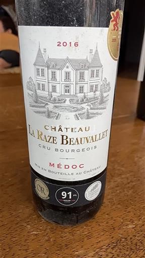 Bordeaux Médoc Cru Bourgeois La Raze Beauvallet 2016