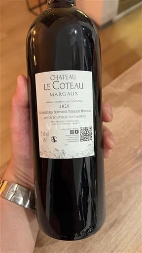 Bordeaux Margaux Grand Cru Château Le Coteau 2020