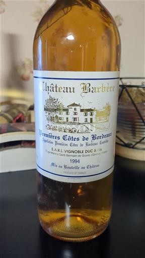 Burdeos Primeras Colinas de Burdeos Château Barbère 1994