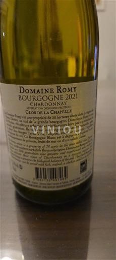 Bourgogne Domaine Romy Clos de la Chapelle 2021