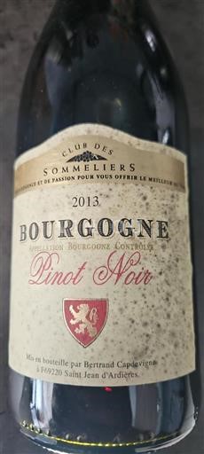 Bourgogne Club des Sommeliers Pinot Noir 2013
