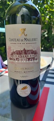 Burdeos Haut-Médoc Cru Bourgeois Château Malleret 2010