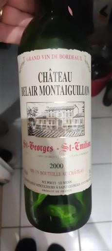 Bordeaux Saint-Georges-Saint-Émilion Château Belair Montaiguillon 2000