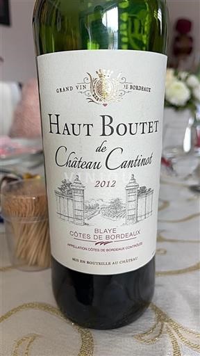 Bordeaux Blaye-côtes-de-bordeaux Château Cantinot Haut Boutet 2012