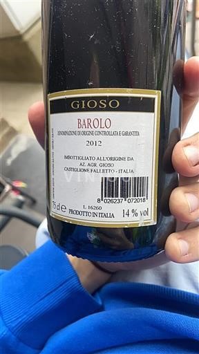 Piémont Barolo Gioso 2012