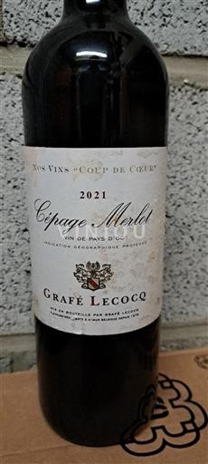 Vin Rouge sec Cépage Merlot Grafé Lecocq 2021 France Languedoc et Roussillon Pays d'oc