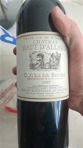Bordeaux Côtes-de-bourg Château Haut Allard 1997