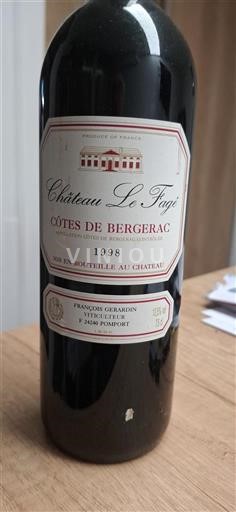 Sudoeste Côtes-de-Bergerac Château Le Fagé 1998