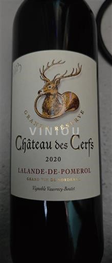 Bordéus Lalande-de-Pomerol Château Des Cerfs Grande Réserve 2020