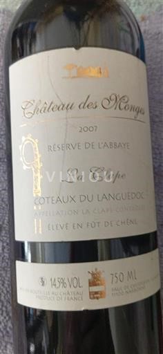 Languedoc La Clape Château Des Monges Réserve de l'Abbaye 2007
