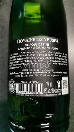 Languedoc Picpoul-de-pinet Domaine Les Yeuses Non Millésimé